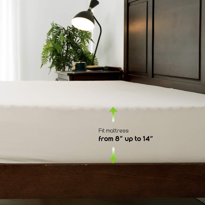 COSMOPLUS Fitted Sheet- COSMOPLUS Full Fitted Sheet Onlyï¼ˆNo Flat Sheet or Pillow Shamsï¼‰,4 Way Stretch Micro-Knit,Snug Fit,Wrinkle Free,for Standard Mattress and Air Bed Mattress from 8â€ Up to 14â€,Beige - Image 5